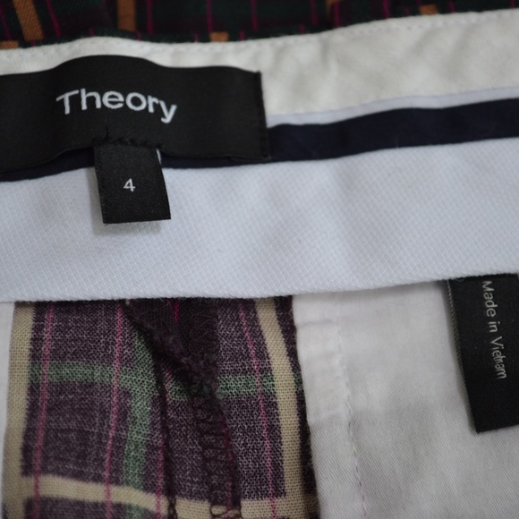Theory Wool Blend Crop Cuff York Plaid Pants Size 4 - Picture 8 of 12